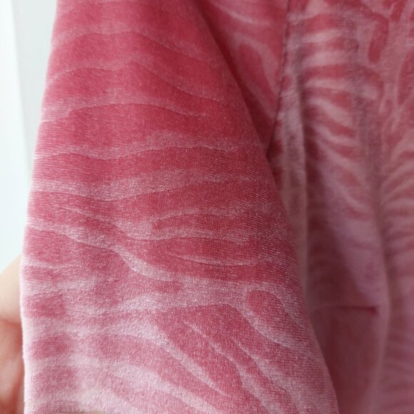 NWOT Traffic People Velour Velvet Jacquard Pink Shift Dress Zippered Back Zebra - Picture 12 of 16